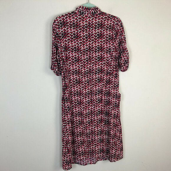 J. Jill 8 Shift Dress Geometric Short Sleeve Button Front Womens Casual - Picture 2 of 8